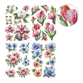 Ideen mit Herz Diamond Painting Stickers, 4 Sheets in DIN A4, Stickers Individually Removable, Includes Gemstones (Blossom Dreams 3)