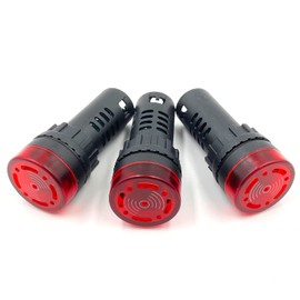 RuoFeng AC/DC 24V Panel Indicator Flashing Alarm Indicator Light Lamp with Buzzer 3Pcs