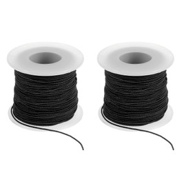 PATIKIL Elastic String for Bracelet 164 Ft/50 Meter Length 0.8 mm Dia, 2 Roll Sturdy Stretchy String Cord for Jewelry Making Necklace Beading Craft DIY, Black