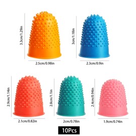10 Pcs Thimble, 5 Sizes Rubber Thimbles, 5 Colors Rubber Thumb Protector, Rubber Finger Thimbles for Money Counting Writing Sorting Task to Protect Rubber Finger thimbles Tip