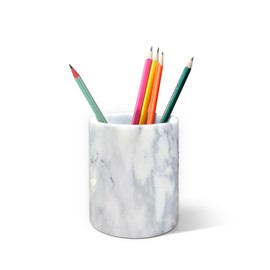 CABALAY Marble Pencil Pen Holder for Desk,Makeup Brush Holder, Stand for Desk Marble Pattern Pencil Cup for Kids Durable Organizer Ideal Gift for Home, Office(gray).