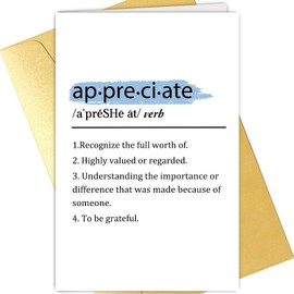 Supoeguk Funny Appreciation Card for Boss Colleagues, Appreciate Definition Card, Thanks Card for Teachers Friends, Thank You Card for Him Her