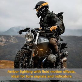 Kinstecks 4PCS Mini Motorcycle Indicators Flowing Turn Signal Lights Motorbike Turning Indicators Daytime Running Lights Brake Lights 13LED 12V for Motorcycle Motorbike