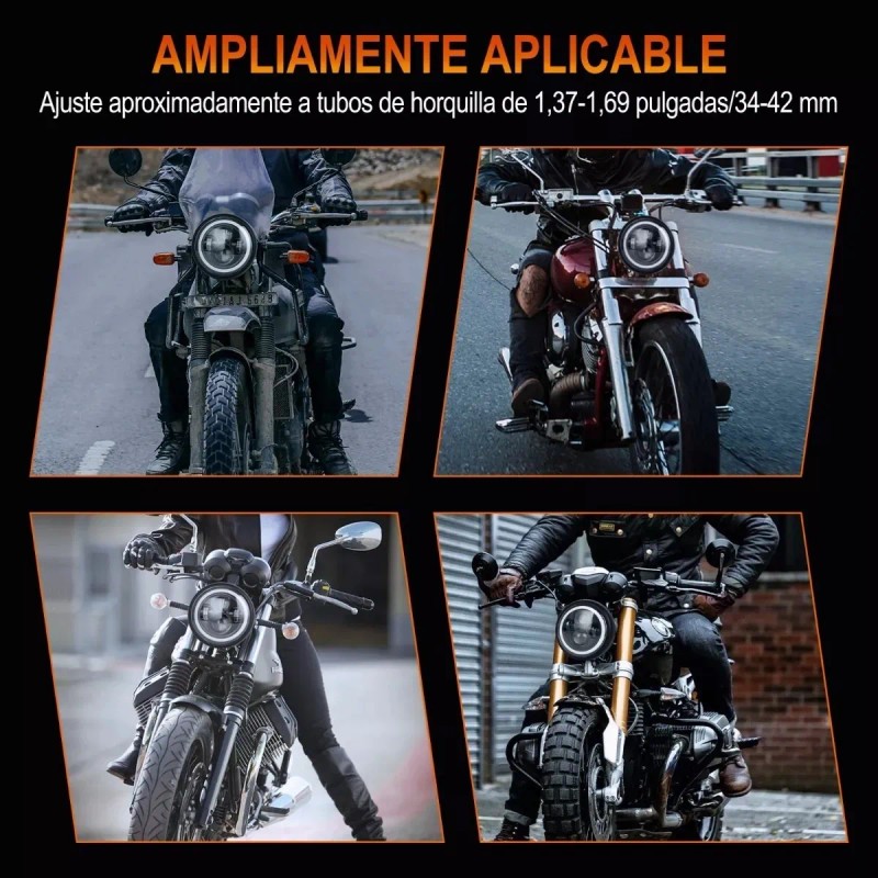 Faro Para Moto Universal + Carcasa Y Soporte De 7