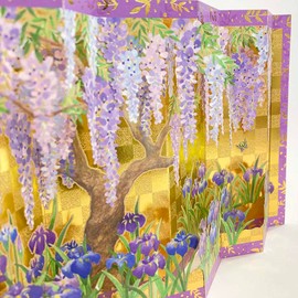 Sanrio 484440 Message Card Greeting Card Early Summer Wisteria Gold Byobu JES 20-5