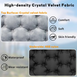 EULANT Velvet Inflatable Camping Seat Cushion, Ultralight Flight Seat Cushion, Soft Seat Cushion for Stadium, Hiking, Fishing, Concerts, Grandstands, Lawn, Home and Office Chairs, 40D Nylon + Velvet