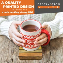 Great Coasters (Set of 2) Square/Glossy Quality Coasters/Tabletop Protection for Any Table Type - Sunflowers on Rustic Wood Flowers Sun #14663