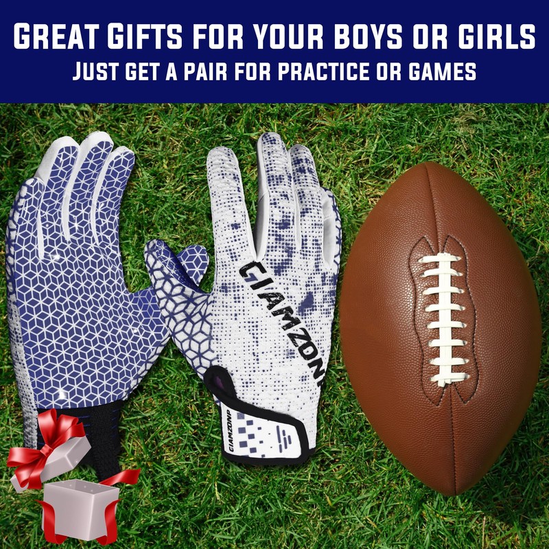 GIAMZONP Youth Football Gloves, Kids Sticky Wide Receiver Gloves, Boys