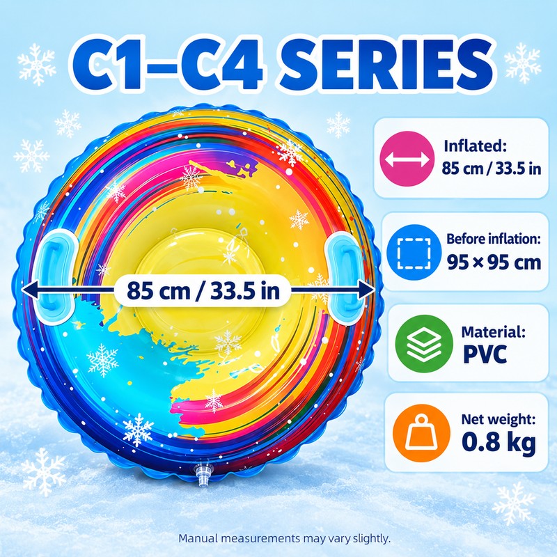 Heavy Duty Inflatable Snow Tube with Dual Handles, Thickened PVC