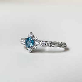 YESLADY London Blue Topaz Engagement Ring for Women Silver November Birthstone Rings Wedding Anniversary Jewelry Size 9