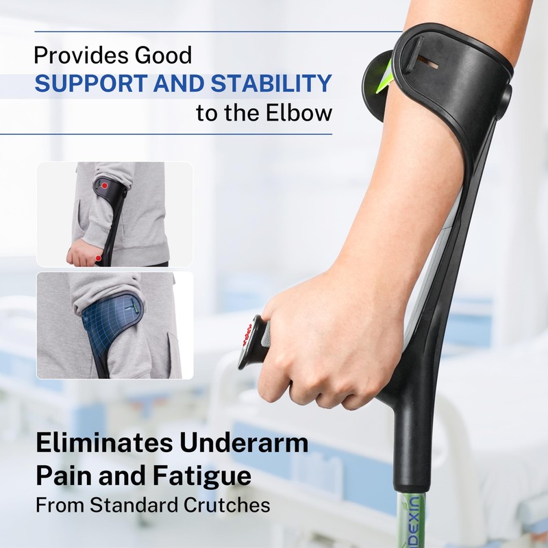 Forearm Crutches for Adults,Open Cuff,Handle with Light Reflector,Foldable and Height-Adjustable