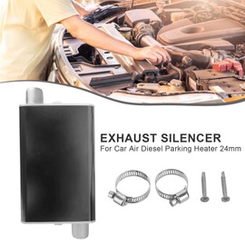 Inscrip Exhaust Silencer, Tail Pipe Muffler, 24mm Heater Exhaust Silencer Terminal Mount Parking Heater Aluminum Alloy Exhaust Silencer Diesel Silencer for Eberspacher/Webasto Diesel Heater (Black S)