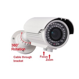 VideoSecu 2 Pack 700TVL High Resolution Built-in 1/3'' Sony Effio CCD Zoom Bullet Security Cameras Day Night Vision Outdoor 42 Infrared LEDs 4-9mm Varifocal Lens with Free Power Supplies IRE96W BTX