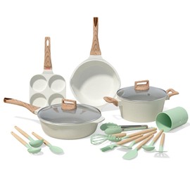 Aluminium Pots and Pans Set Nonstick, Kitchen Cookware Sets, 16 Pcs Electric Stovetop Cookware, 100% Non-toxic Healthy Non Stick Cooking Set, with Frying Pans Set and Four Hole Fried Egg Pans