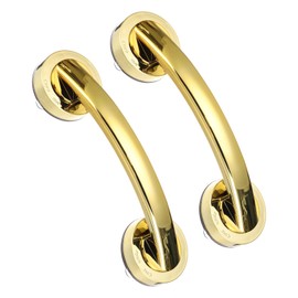 uxcell 2pcs Grab Bars for Bathtubs and Showers, 7.6" Mirror Glass Door and Window Handles Powerful Shower Suction Cup Anti-Slip Safety Bars for Senior Shower Chairs Gold