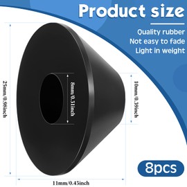 8 Pieces Non Slip Toilet Seat Hinge Fittings 8 mm Rubber Fittings Rubber Cone Toilet Seat Washer Toilet Seat Hinge Fitting Replacement Black Rubber Fixture for Loose Toilet Seats, 0.98 x 0.39 Inch