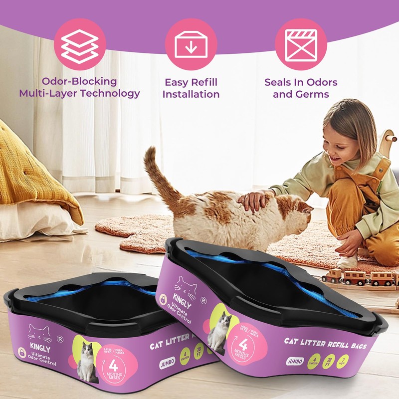 Premium Cat Litter Refill Bags |Jumbo 28FT 2-Pack | Lasts