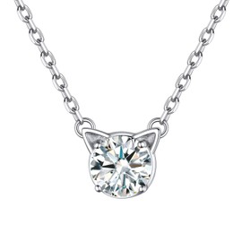 ChicSilver 925 Sterling Silver Cat Ear Birthstone Pendant Necklace April Birthday Jewelry for Women