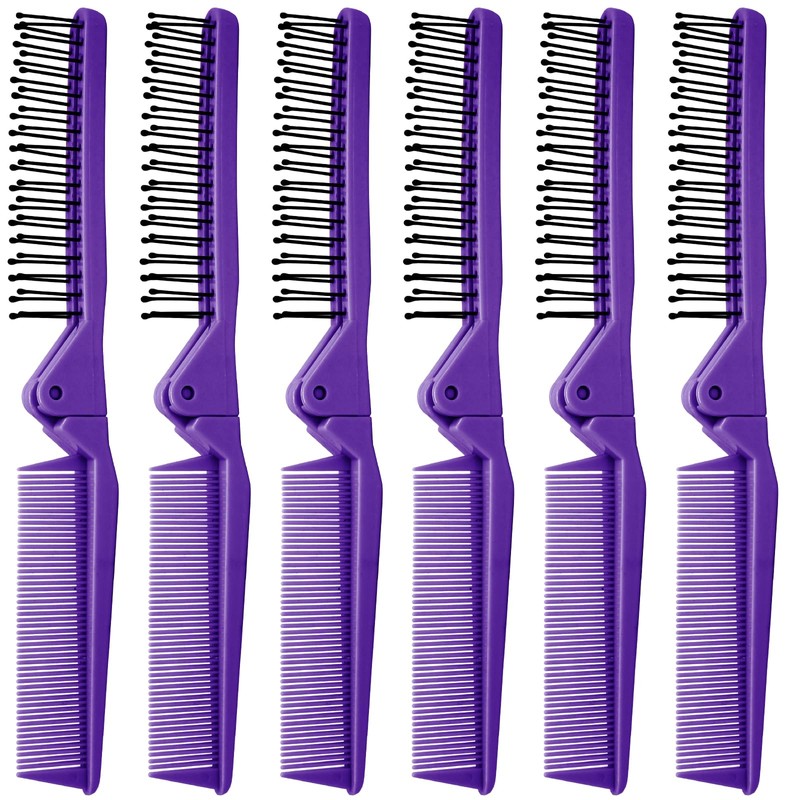 Qjaiune Hair Comb, 6PCS Travel Foldable Plastic Brush Comb Portable