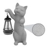 mikilov Cat Resin Statue with Solar Lantern (Hand Statue Decoration,