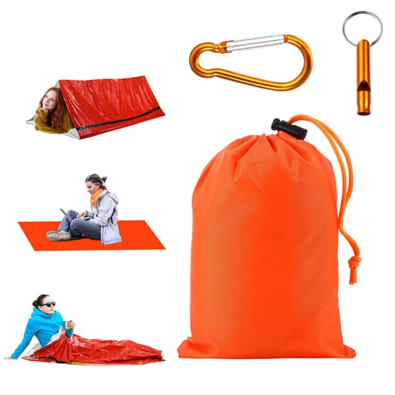 2 Pack Emergency Survival Sleeping Bag PE Aluminized Film Camping