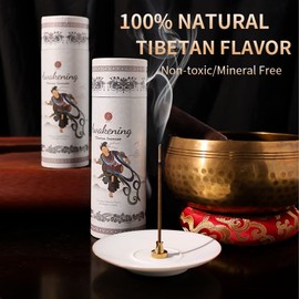 Tibetan Incense Stiks - Himalayas Natural Organic Incense - Including 180 Sticks and 1 Brass Incense Holder Long Time Lasting for Meditation, Yoga, Reiki, Healing, Aromatherapy Energy Cleansing