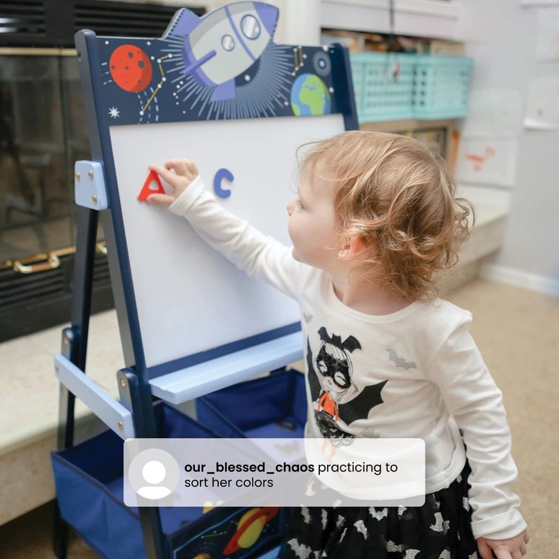 Delta Children Space Adventures Wooden Activity Easel with Storage -