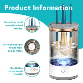 Electric Makeup Brush Cleaner - Professional Makeup Brush Cleaning Machine，Automatic Electric Makeup Brush Cleaner，Fast & Efficient Cleaner for Brushes (white)