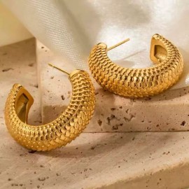 ZARD Textured Bold Hoop Earrings in 14K Gold