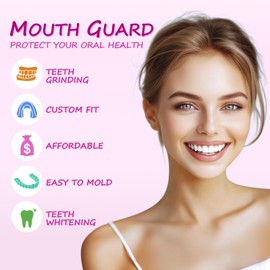 Mouth Guard for Grinding Teeth at Night, Moldable Mouthguard for Women, Upgraded Night Guards for Clenching Teeth, Pack of 4 Pink Bite Dental Guards for Bruxism, 2 Sizes with One Travel Case
