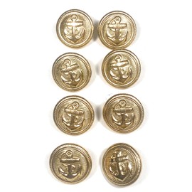 Gold Anchor Crest Buttons Set for ,Blazer, Uniform, Military , Dress ,Coats and Sport Coats (8 pc 5/8'' Gold Anchor)