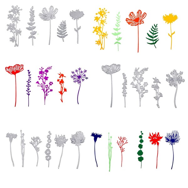 IOPYKKOA 17 Pieces Wildflower Metal Cutting Dies 3D Flower Cutting