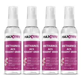 MAXTITE ACS Reagent Grade Methanol 2.3 fl oz Sprayer (4 pack) - Premium Quality Cleaner for Laboratory or Industrial Use - Made in USA