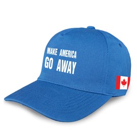 Make America Go Away Hat, Canada Day Adjustable Cotton Baseball Cap for Women Men Outdoor Cap Unisex (CA/US, Alpha, One Size, Blue)