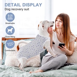 Parderry 2 Packs Dog Recovery Suit for Surgery Dog Onesie Surgical Clothes Bodysuit for Male and Female Substitute E-Collar& Cone