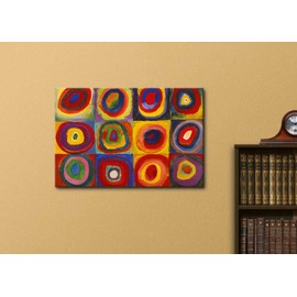 Abstract Canvas Art Squares with Concentric Circles Squares with Concentric Circles by Wassily Kandinsky Giclee Canvas Prints Wrapped Gallery Wall Art | Stretched and Framed Ready to Hang - 16" x 24"