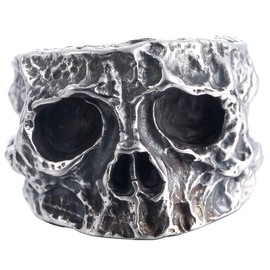 Sinoyp Skull Ring for Men Women Punk Statement Jewelry Wrap Chunky Pinky Ring Calvarium Rings (8)