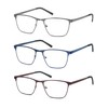 OLOMEE Blue Light Blocking Reading Glasses Mens Full Metal Square