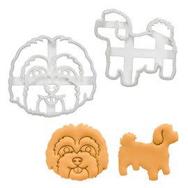 Set of 2 Maltipoo cookie cutters (shapes: body and face), 2 pieces. Bakerlogy