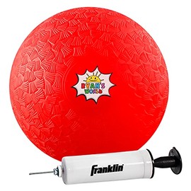 Franklin Sports Ryan's World Playground Ball - Playground Kickball and Dodgeball for Kids - 8.5" Inflatable PVC Ball and Pump - Red, Green