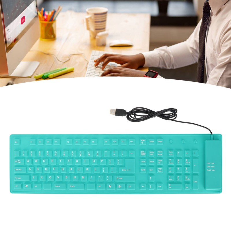 Foldable Silicone Keyboard 108 Keys Silicone Foldable USB Wired Waterproof
