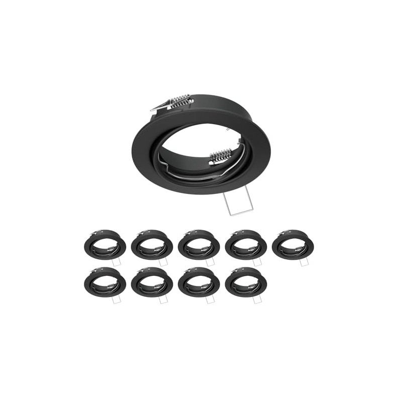 ledscom.de 10 pcs. recessed Ceiling Frame Fere, Round, swivelling, Black