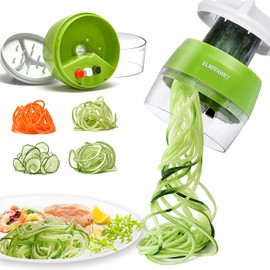 Handheld Spiralizer Vegetable Slicer, 4 in 1 Heavy Duty Veggie Spiral Cutter - Zoodle Pasta Spaghetti Maker