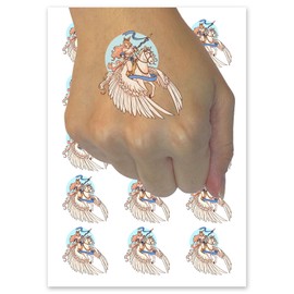 Valkyrie On Pegasus Horse Norse Mythology Temporary Tattoo Water Resistant Fake Body Art Set Collection - 15 2" Tattoos (1 Sheet)