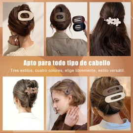 Lumbor37 Accesorios para el Cabello Elegante, Pinzas Planas para el Cabello, 10 Unidades, Pinzas Ergonómicas Curvadas con Agarre Antideslizante, 3 Estilos