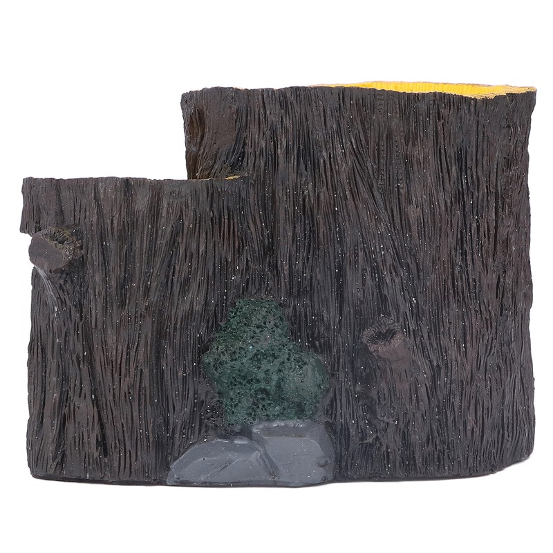 Resin Mini Stump Shape Hiding Hole Wooden Cave Artificial Aquarium