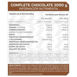 PROWINNER  Proteína Complete Sabor Chocolate, Suplemento Alimenticio, 16.64g de Proteína por Porción con Creatina, L-Glutamina y 18 Vitaminas y...    