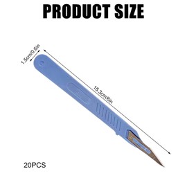 20 Stück Skalpellklingen, Sterile Skalpellmesser mit Skalpell-Griff, Kunststoff Chirurgische Skalpellmesser, Skalpellklingen Aus Karbonstahl, Ersatzklingen mit Schutzkappe, Einzeln Steril Verpackt