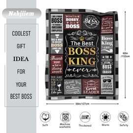 Nahjiiem Boss Gifts for Men Blanket, for Boss Day Birthday Ideas, Boss Appreciation Gifts for Men, Best Boss King Ever Throw Blanket 50x60inches