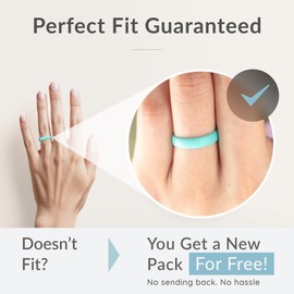 ThunderFit - Alianza de boda de silicona para mujer, transpirable, con ranuras de aireación, 4 mm de ancho, 1.5 mm de grosor, 12 anillos/8 anillos/4 anillos/1 anillo, 1 anillo - verde azulado., 10.5 - 11 (20.6mm)